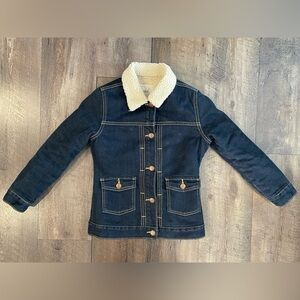 Peek Girls Blue Sherpa-Lined Thick Denim Jacket Size M 6-7